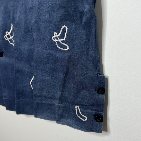 Al's Attire Handmade San Francisco Rockabilly 50s Camp Shirt Abstract Embroidery - Picture 5 of 14